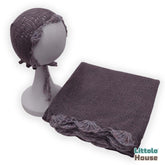 Baby Knitted Wrap with Knitted Bonnet Set of 2 SR083 | NB | Wine